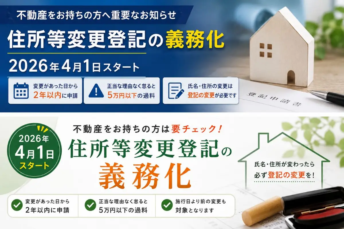 不動産住所等変更登記の義務化――2026年4月1日スタート…